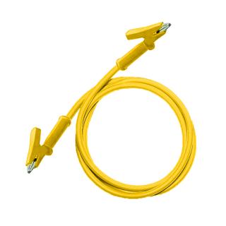 Testovací/laboratórny kábel Ø4 mm Farba: Žltá, Model: Krokosvorka-krokosvorka, Rozmer: 100 cm