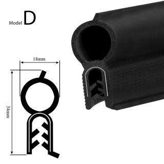 Univerzálne gumové tesnenie do dverí a kufra auta Model: D - 18X34 mm
