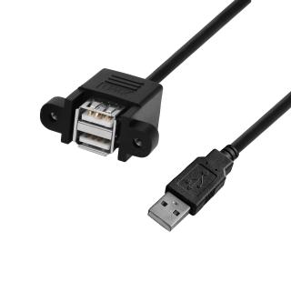 Zabudovateľný predlžovací kábel USB-A 2.0 100cm Model: 2x USB-A  USB-A