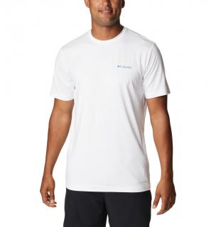 Columbia Pánske komfortné tričko Tech Trail biele Veľkosť: L, Farba: White Heather,