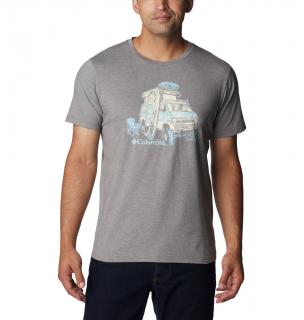 Columbia Pánske tričko Men's Sun Trek™ Short Sleeve Graphic Tee Veľkosť: L, Farba: City Grey Heath
