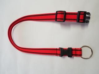 Palkar obojok z popruhu pre psov 65 cm x 25 mm červená s páskami