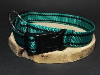 Palkar obojok z popruhu pre psov 65 cm x 25 mm tmavo-zelená s páskami