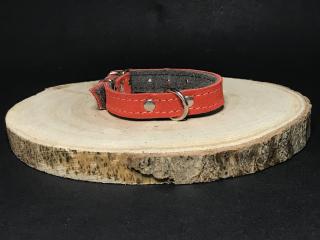 Palkar obojok z velúrovej kože pre psov 25 cm x 14 mm červená