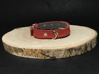Palkar obojok z velúrovej kože pre psov 25 cm x 14 mm tmavo-červená