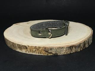 Palkar obojok z velúrovej kože pre psov 25 cm x 14 mm vojenská