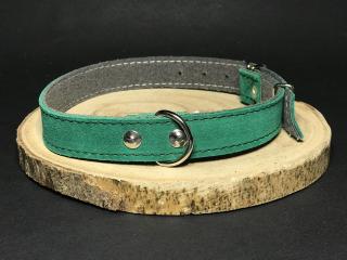 Palkar obojok z velúrovej kože pre psov 45 cm x 20 mm zelená