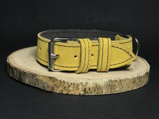 Palkar obojok z velúrovej kože pre psov 45 cm x 30 mm žltá