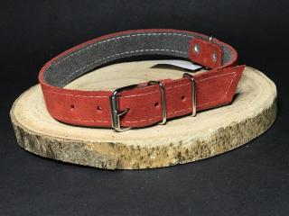 Palkar obojok z velúrovej kože pre psov 50 cm x 22 mm červená