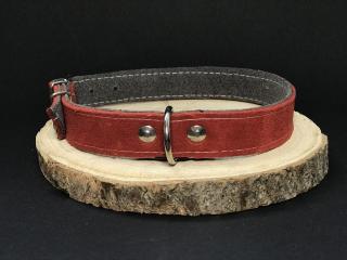 Palkar obojok z velúrovej kože pre psov 50 cm x 22 mm tmavo-červená