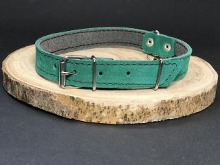 Palkar obojok z velúrovej kože pre psov 50 cm x 22 mm zelená