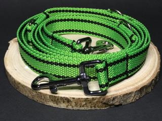 Palkar vodítko prepínacie z popruhu pre psov 250 cm x 25 mm svetlo-zelená s páskami (Palkar vodítko prepínacie z popruhu pre psov 250 cm x 25 mm svetlo-zelená s páskami)