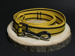 Palkar vodítko z popruhu pre psov 150 cm x 25 mm žltá s páskami (Palkar vodítko z popruhu pre psov 150 cm x 25 mm žltá s páskami)