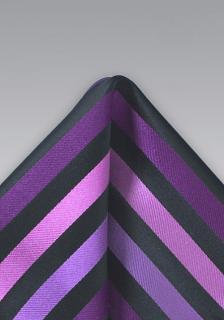 Hodvábna vreckovka do saka fialovej farby s pruhovaním