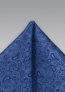 Hodvábna vreckovka do saka modrej farby s ornamentom