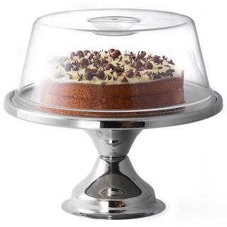 Stojan na tortu z nehrdzavejúcej ocele a plastová kupola na tortu