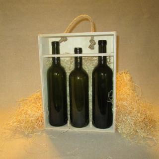 Drevená darčeková krabica na 3 vína