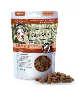Pamlsky pre psov - Chewies Lucky Bits s jelením a kuracím mäsom 100 g