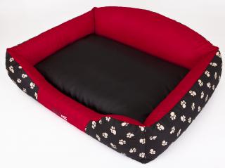 Pelech pre psa Royal - červená koruna  Vysoký vnútorný matrac, zvýšený zadný okraj pelechu Veľkosť: L - 65 x 50 cm