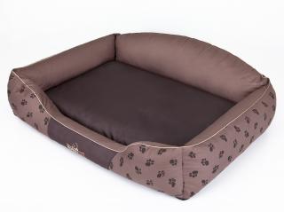Pelech pre psa Royal - hnedá koruna  Vysoký vnútorný matrac,  zvýšený zadný okraj pelechu Veľkosť: L - 65 x 50 cm