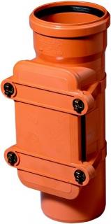 OSMA KGRE čistiaca tvarovka DN110, s obdĺžnikovým uzáverom, PVC, oranžová