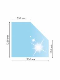 Sklo pod kachle - skosený roh (kalené sklo, 125x125cm, fazeta 20mm, hr. 8mm)