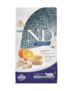 Farmina N&amp;D cat OCEAN (AG) adult, codfish, spelt, oats &amp; orange 1,5 kg