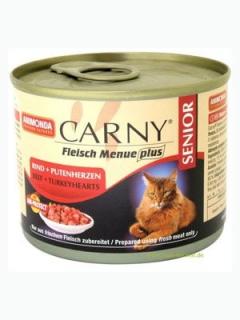 Animonda Carny Senior konzerva pre mačky hovädzie + morčacie srdcia 200 g