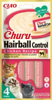 Churu Cat Hairball mäsové pyré - kura 4x14 g