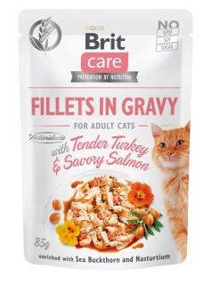 Kapsička Brit Care Cat Fillets in GravyTurkey & Savory Salmon 85 g