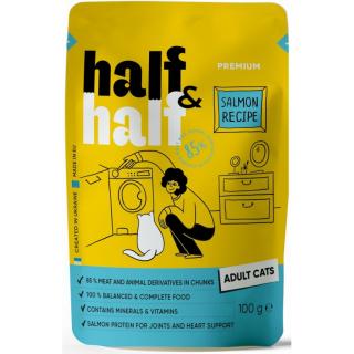 Kapsička Half&Half Adult Cat kúsky v želé losos kapsička pre mačky 100g