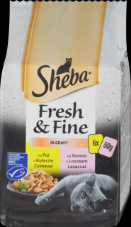 Sheba kapsicka Fresh&Fine mix kure a losos 6x50g