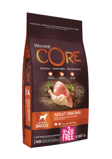 Wellness Core Dog Original Medium Breed morčacie a kuracie 10+2 kg