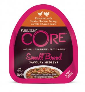 Wellness CORE Small Breed Savoury Medleys Flavoured with Tender Chicken, Turkey, Carrots & Green Beans 85 g