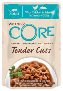 Wellness CORE Tender Cuts kuracie a losos v aromatickej omáčke 85 g