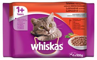 WHISKAS kapsička Lahodné krmivo v krémovej omáčke BONUS 4pack 85g