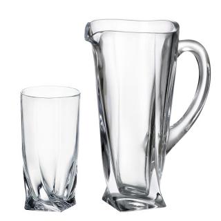 Crystal Bohemia Quadro set džbán a poháre (1 + 6)
