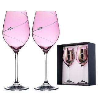 Diamante Silhouette Pink poháre na víno 360 ml 2 ks