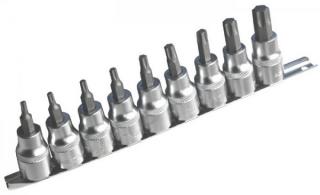 Zástrčné hlavice TORX 1/2 , T20 - T60, sada 9 kusov na lište