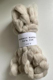 100 g  Slovenská vlna- Roumney Marsh, ľan v česanci, natural