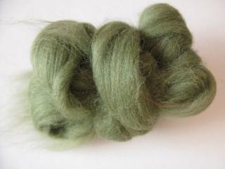 20 g Shetlandská vlna - zelená olivová (Ovčia vlna - Shetlandská - zelená)