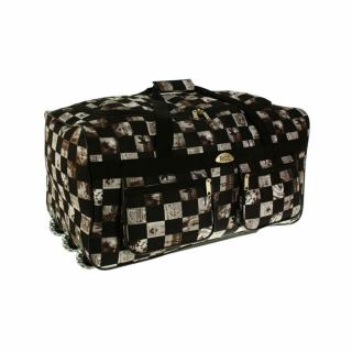 Bielo-čierna cestovná taška s extra kolieskami &quot;Chess&quot; - veľ. XL