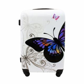 Biely detský kufor na kolieskach &quot;Butterfly&quot; - veľ. M