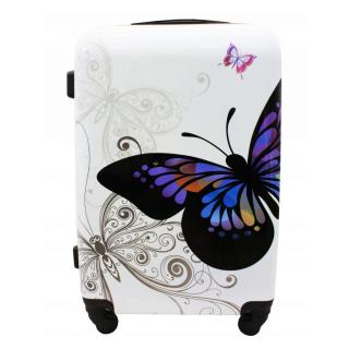 Biely škrupinový palubný kufor &quot;Butterfly&quot; - veľ. M