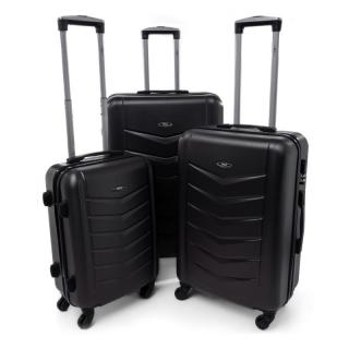 Čierna sada 3 odolných elegantných plastových kufrov &quot;Armor&quot; - veľ. M, L, XL