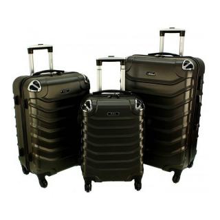 Čierna sada 3 plastových kufrov &quot;Premium&quot; - veľ. M, L, XL
