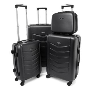 Čierna sada 4 elegantných plastových kufrov &quot;Armor&quot; - veľ. S, M, L, XL