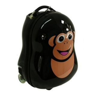 Čierny detský kufor na kolieskach &quot;Monkey&quot; - veľ. M