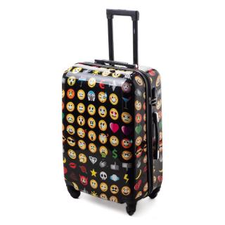 Čierny škrupinový palubný kufor &quot;Emoticons&quot; - veľ. M