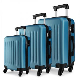 Modrá sada 3 odolných plastových kufrov &quot;Defender&quot; - veľ. M, L, XL